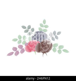 Aquarell natürliche Blume und verlassen Set-Design Stock Vektor