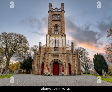 1820 Coppen and Carrington Parish Church vom schottischen Architekten Richard Crichton bei Sonnenuntergang, Midlothian, Schottland, Großbritannien Stockfoto