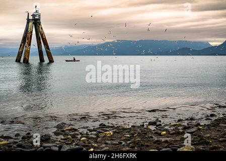 Eine Landschaft eines Fischers in Homer Spit - Alaska Stockfoto