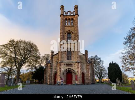 1820 Coppen and Carrington Parish Church vom schottischen Architekten Richard Crichton bei Sonnenuntergang, Midlothian, Schottland, Großbritannien Stockfoto