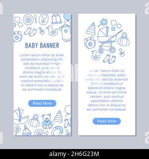 Baby Store dünne Linie Banner Vorlage. Stock Vektor