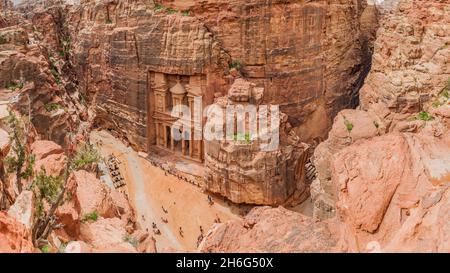 Al Khazneh Tempel das Schatzamt in der antiken Stadt Petra, Jordanien Stockfoto