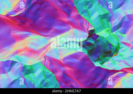 Abstrakter, farbenfroher Hintergrund mit zufällig geformter welliger, dreieckiger Oberfläche, 3D-Darstellung Stockfoto