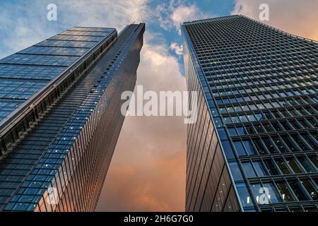 100 Bishopsgate Wolkenkratzer und Heron Tower, 110 Bishopsgate Gebäude in der City of London, England Vereinigtes Königreich Großbritannien Stockfoto