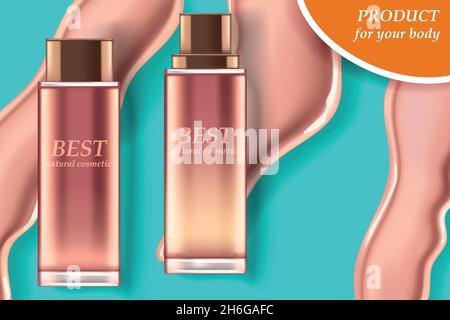 Kosmetische realistische Vektor leuchtenden Hintergrund mit Creme. Vektorgrafik Stock Vektor