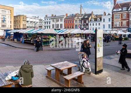 Markt in Cambridge, Großbritannien. Stockfoto
