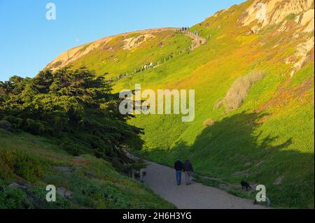 Ein Winternachmittag am Strand, Fort Funston CA Stockfoto