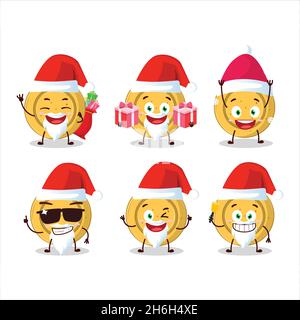 Santa Claus Emoticons mit dalgona Candy Kreis Cartoon-Charakter. Vektorgrafik Stock Vektor