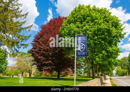 Newton Country Day School of the Sacred Heart in der 785 Center Street im Dorf Newton Center, Massachusetts, USA. Stockfoto