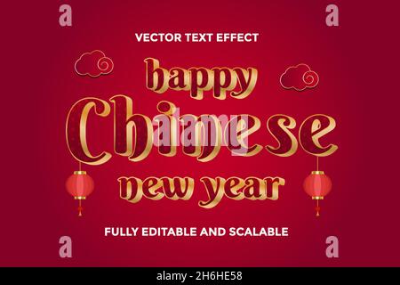 chinesisches neues Jahr Vektor Text Effekt editablechinese neues Jahr Vektor Text Effekt editierbar Stock Vektor