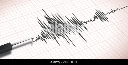 Nahaufnahme eines Erdbebenseismographen im Vektorformat Stock Vektor