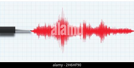 Nahaufnahme eines Erdbebenseismographen im Vektorformat Stock Vektor