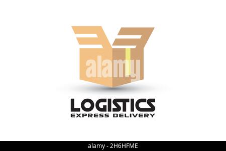 Logistikkonzept, Box-Logo-Design im Vektorformat Stock Vektor