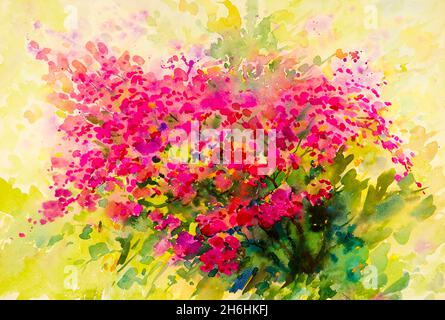 Abstrakte Aquarell Original Malerei Phantasie bunt von Schönheit Blumen und Emotionen in abstrakten Hintergrund. Stockfoto