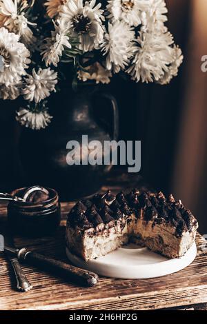Tiramisu-Dessert. Retro-Foto. Stockfoto