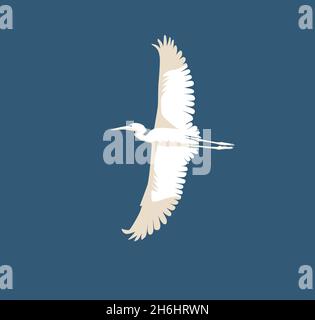 Fliegende Reiher und Storch Vogel Silhouetten, Kunst Vektor Design Illustration Stock Vektor