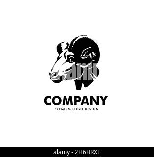 Abbildung des Widderkopftieres auf weißem Hintergrundvektor Stock Vektor