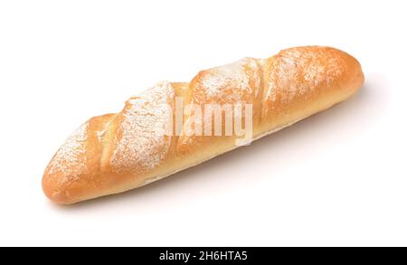 Frisch gebackenes französisches Baguette isoliert auf Weiß Stockfoto