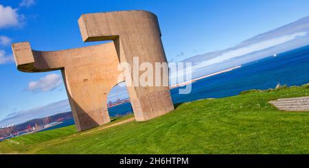 Lob des Horizonts, Elogio del Horizonte, Skulptur von Eduardo Chillida, Cerro de Santa Catalina, Gijón, Asturien, Spanien, Europa Stockfoto