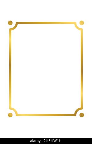 Golden glänzend glühenden Vintage Rechteck Rahmen mit Schatten isoliert auf weißem Hintergrund. Goldener realistischer quadratischer Rand. Vektorgrafik Stock Vektor