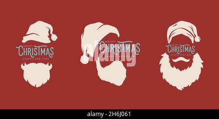 Frohe Weihnachten weihnachtsmann vintage Typografie Emblem Vektor-Illustration Stock Vektor