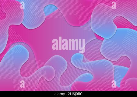3D Hintergrunddarstellung überlappender Wellen in Pink und Blau mit Platz für Text Stockfoto