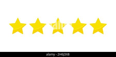 Gelbe fünf-Sterne-Symbole für die Qualitätsbewertung. Vektorgrafik. Stock Vektor