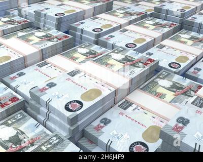 Geld von Sambia. Kwacha-Rechnungen. ZMW-Banknoten. 2 Bemba. Handel, Finanzen, Nachrichten Hintergrund. 3d-Illustration. Stockfoto