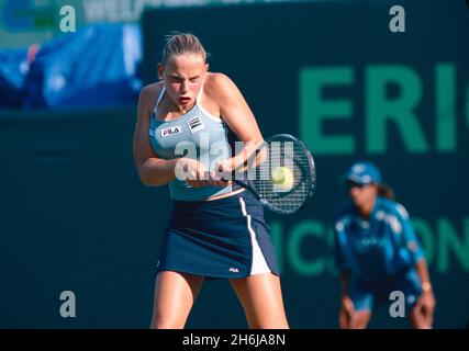 Australische Tennisspielerin, Koarch und Schriftstellerin Jelena Dokic, Masters, Miami 2001 Stockfoto