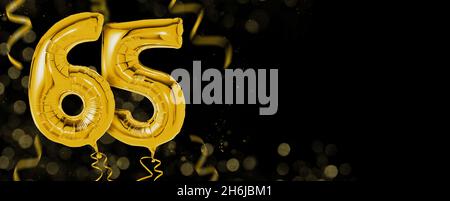 Goldene Luftballons mit Kopierraum - Nummer 65 Stockfoto