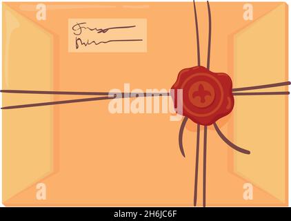 Umschlagwachsdichtung. Vintage-Korrespondenz, überprüfen senden Nachricht, Vektor-Illustration isoliert auf weißem Hintergrund Stock Vektor