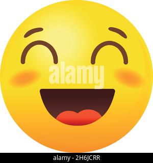 Grinsend Emoji mit lächelnden Augen. Vektor mit glücklichem Lächeln auf weißem Hintergrund isoliert Stock Vektor