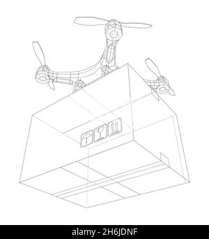 Beschreibung des Konzepts der Lieferdrohne Stockfoto