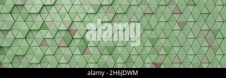 Abstrakter geometrischer Hintergrund mit grünen und rosa Dreiecken und Hexagonen 3d Rendern. Stockfoto