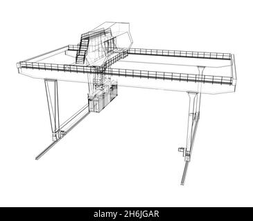 Umriss des Portalbehälters auf der Schiene Stockfoto