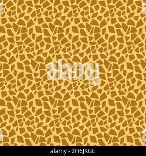 Animalistisches Nahtloses Muster Giraffenleder, Nachahmung eines Giraffenmusters auf gelb-orange braunem Stoff, flaches Design Stock Vektor