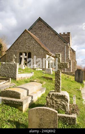 Die Pfarrkirche St. nikolaus im Dorf bramber West sussex Stockfoto