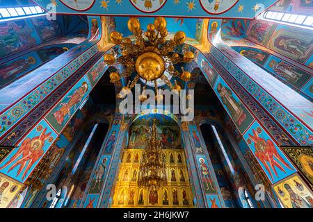 Innenraum der Abakan-Kathedrale der Verklärung, Abakan, Republik Chakassien, Russland, Eurasien Stockfoto