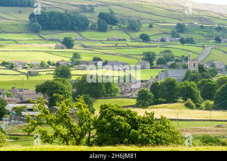 Hawes Marktstadt im oberen Wensleydale im Hochsommer, die Yorkshire Dales, Yorkshire, England, Vereinigtes Königreich, Europa Stockfoto