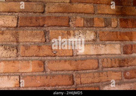 Detail der Wand mit alten Ziegeln, texturierter Hintergrund. Stockfoto