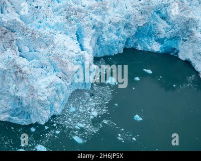 Detailansicht des Leconte-Gletschers, der vom Stikine Ice Field bei Petersburg, Südost-Alaska, den Vereinigten Staaten von Amerika, Nordamerika, fließt Stockfoto