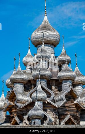 Kizhi Pogost, Verklärung-Kirche, UNESCO-Weltkulturerbe, Kizhi-Insel, Karelien, Russland, Europa Stockfoto