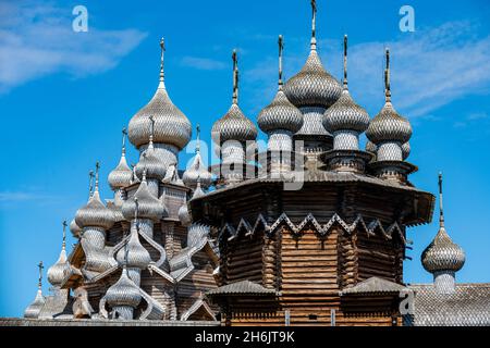 Kizhi Pogost, Verklärung-Kirche, UNESCO-Weltkulturerbe, Kizhi-Insel, Karelien, Russland, Europa Stockfoto