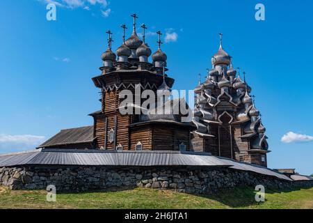 Kizhi Pogost, Verklärung-Kirche, UNESCO-Weltkulturerbe, Kizhi-Insel, Karelien, Russland, Europa Stockfoto