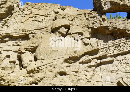 Wolgograd, Russland-16. September 2021: Skulptur im Gedenkkomplex zur Erinnerung an die Schlacht von Stalingrad. Stockfoto