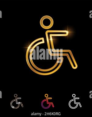 Ein Vektor-Illustrationssatz von Golden Disabled Wheelchair Vector Sign Stock Vektor