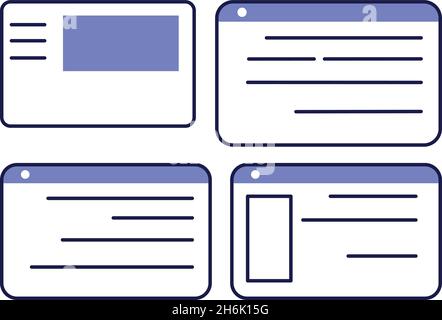 Datenrahmengruppe. Unterschiedliche Ansichten von Informationen. Dashboard-Symbol Stock Vektor
