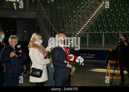 Fearities to 103. Polnischen Unabhängigkeits / Narodowe Święto Niepodległości mit dem Orkiestra Mandolinowców im. Tadeusz Grudziński unter d Stockfoto