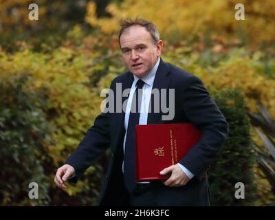 London, Großbritannien. November 2021. Umweltminister George Eustice kommt zur wöchentlichen Kabinettssitzung in der Downing Street an. Quelle: Uwe Deffner/Alamy Live News Stockfoto