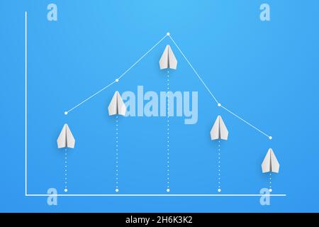 Diagramm und Diagramm aus Ebenen mit Abnahme. Finanz- und Geschäftskonzept. Vektorgrafik Stock Vektor